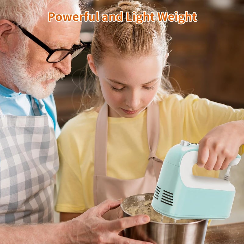 Yomelo 9-Speed Digital Hand Mixer Electric, 400W Powerful DC Motor, Hand Mixer Electric Handheld with Snap-On Storage Case, 5 Stainless Steel Accessories, Beaters, Dough Hooks, Whisk(Ice Blue/White) - Image 3